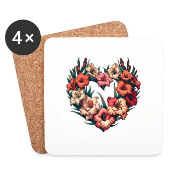 Fleurs de glaïeul - Dessous de verre (lot de 4) - blanc - Devant
