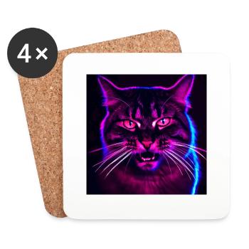 Mad Cat - Untersetzer (4er-Set) - Weiß - Vorne