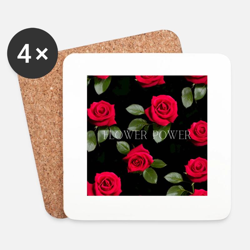 Flower Power - Untersetzer (4er-Set) - Weiß