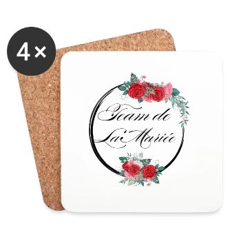 Red Floral Bride Team - Bachelorette Party Gift Idea - Coasters (set of 4) - white - Front