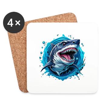 requin - Dessous de verre (lot de 4) - blanc - Devant