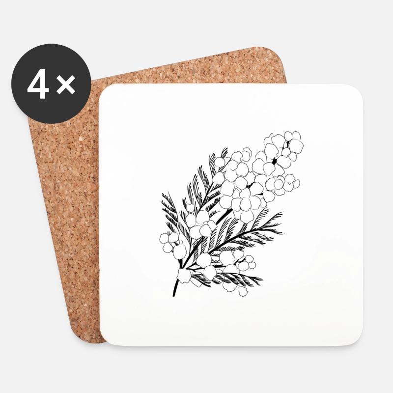 Mimose - Untersetzer (4er-Set) - Weiß