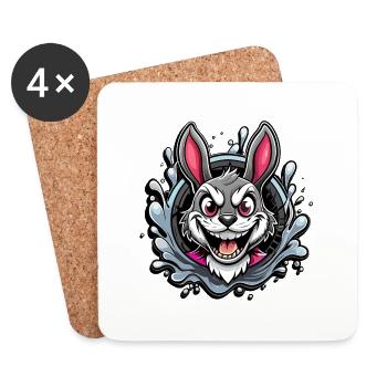 Lapin de Pâques fou - Dessous de verre (lot de 4) - blanc - Devant