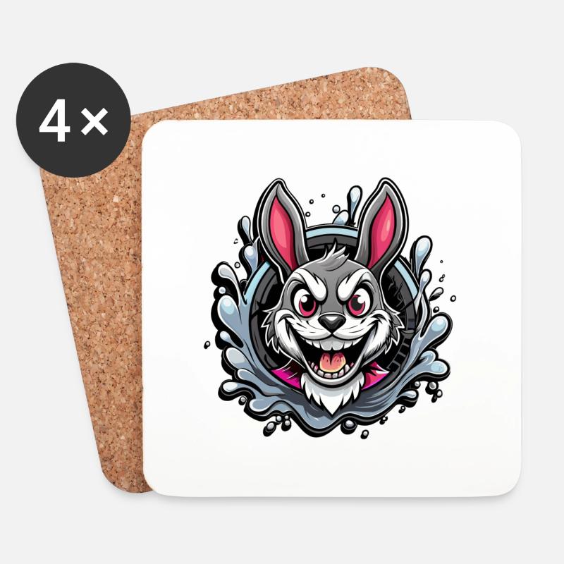 Crazy Easter Bunny - Coasters (set of 4) - white