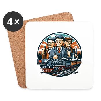 Eisenbahner Modelleisenbahn Fan Rentner Geschenk - Untersetzer (4er-Set) - Weiß - Vorne
