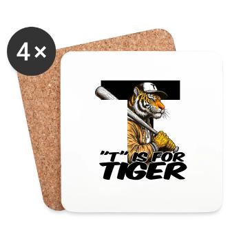 T is for tiger - Coasters (set of 4) - white - Front