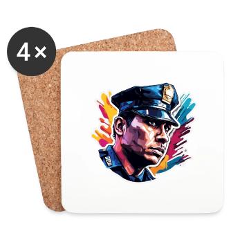 Police / Opérations / Profession / Emploi / Forces d’urgence - Dessous de verre (lot de 4) - blanc - Devant
