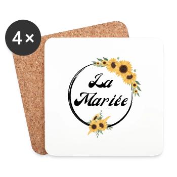 The Sunflower Floral Bride - Bride Gift Idea - Coasters (set of 4) - white - Front