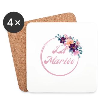 The Pink Floral Bride - Bride Gift Idea - Coasters (set of 4) - white - Front