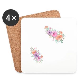 The Pink Floral Bride - Bride Gift Idea - Coasters (set of 4) - white - Front
