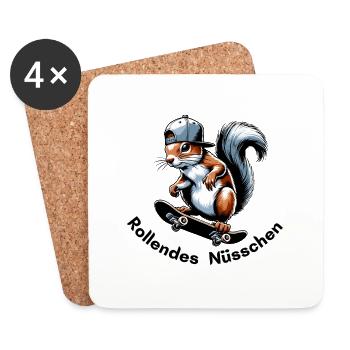 Rolling Nut Squirrel Skateboard - Dessous de verre (lot de 4) - blanc - Devant