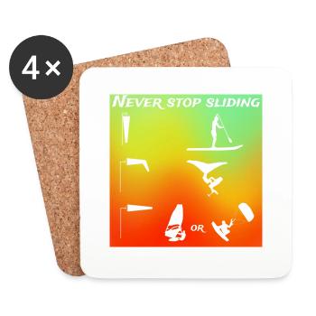 Never stop sliding Wind Wing kite paddle couleur - Dessous de verre (lot de 4) - blanc - Devant