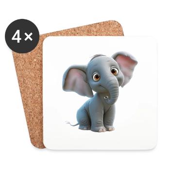 Drôle de petit éléphant - Dessous de verre (lot de 4) - blanc - Devant