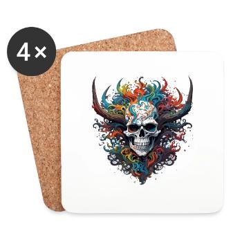 Skull / Totenkopf / Skelett / Gothic / Tattoo - Untersetzer (4er-Set) - Weiß - Vorne
