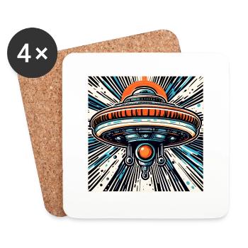 Alien / Spaceship / UFO / Area 51 / All / Mars - Coasters (set of 4) - white - Front