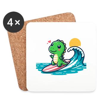 Designs For Kids – Lustige Dinosaurier - Untersetzer (4er-Set) - Weiß - Vorne