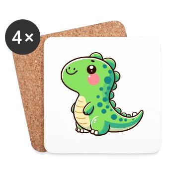 Designs For Kids – Lustige Dinosaurier - Untersetzer (4er-Set) - Weiß - Vorne