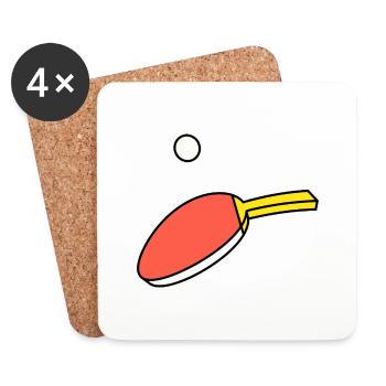 Ping Pong - Paddel & Ball - Untersetzer (4er-Set) - Weiß - Vorne