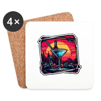 Cocktail / Bar / Mixing / Drink / Exotic / Club - Coasters (set of 4) - white - Front