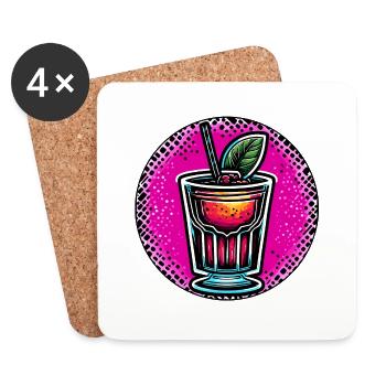 Cocktail / Bar / mixen / Drink / Exotisch / Club - Untersetzer (4er-Set) - Weiß - Vorne