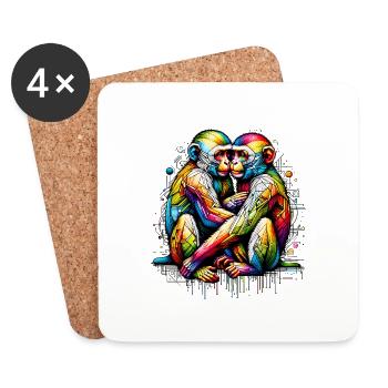 Neon Nexus - Embrace Monkeys - Untersetzer (4er-Set) - Weiß - Vorne