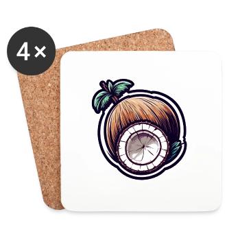 Coconut / Drink / Exotic / Tropical / Palm - Coasters (set of 4) - white - Front