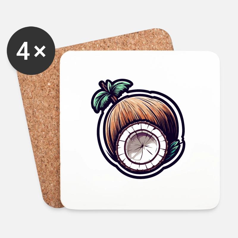Coconut / Drink / Exotic / Tropical / Palm - Coasters (set of 4) - white