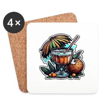 Cocktail / Bar / Mixing / Drink / Exotic / Club - Coasters (set of 4) - white - Front