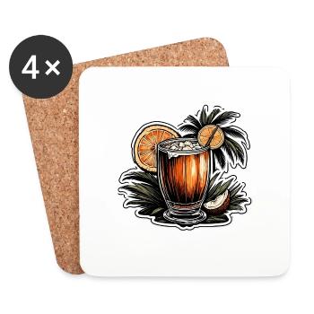 Cocktail / Bar / Mixage / Boisson / Exotique / Club - Dessous de verre (lot de 4) - blanc - Devant