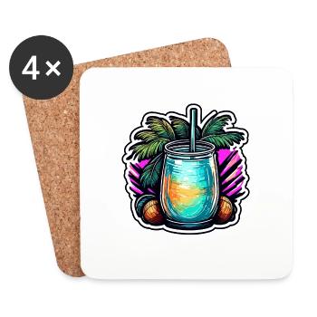 Cocktail / Bar / Mixing / Drink / Exotic / Club - Coasters (set of 4) - white - Front