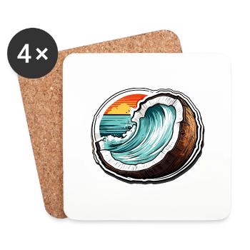 Coconut / Drink / Exotic / Tropical / Palm - Coasters (set of 4) - white - Front