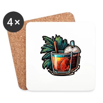 Cocktail / Bar / Mixing / Drink / Exotic / Club - Coasters (set of 4) - white - Front