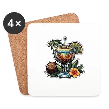 Cocktail / Bar / Mixage / Boisson / Exotique / Club - Dessous de verre (lot de 4) - blanc - Devant
