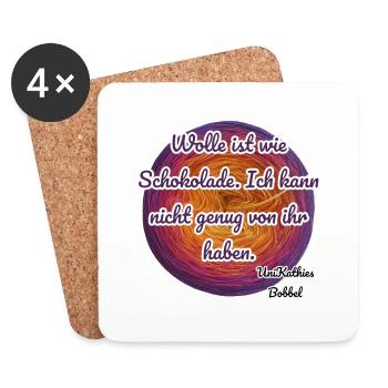 Wolle ist wie Schokolade. Ich kann nicht genug von - Untersetzer (4er-Set) - Weiß - Vorne