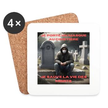 JE METS MON MASQUE AU CIMETIÈRElast - Dessous de verre (lot de 4) - blanc - Devant