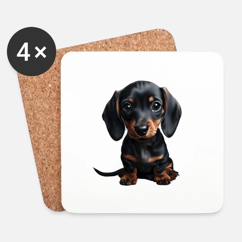 Cute Puppy Dachshund V1 - Untersetzer (4er-Set) - Weiß