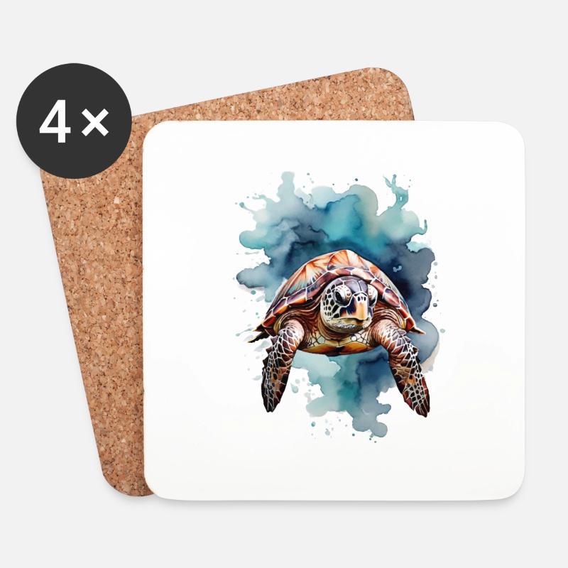 Meers Schildkröte unter Wasser - Untersetzer (4er-Set) - Weiß