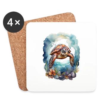 Meers Schildkröte unter Wasser - Untersetzer (4er-Set) - Weiß - Vorne
