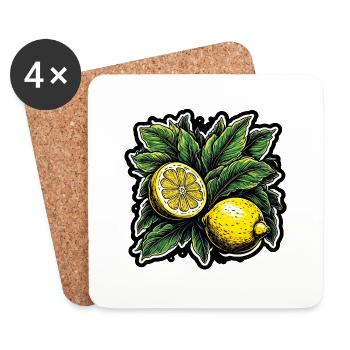 Food / Fruit / Market / Vitamins / Design - Coasters (set of 4) - white - Front