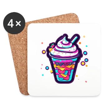 Eiscreme / Sorbet / Gelato / Sommer / Sonne - Untersetzer (4er-Set) - Weiß - Vorne