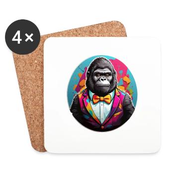 Funny Comic Gorilla - Coasters (set of 4) - white - Front