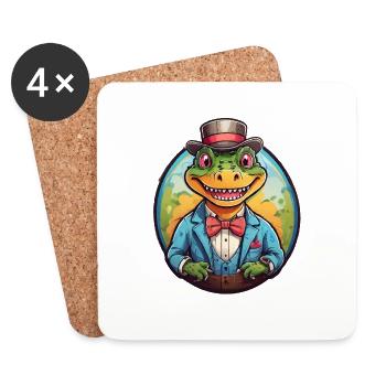 Crocodile comique drôle - Dessous de verre (lot de 4) - blanc - Devant