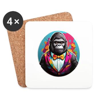 Funny Comic Gorilla - Coasters (set of 4) - white - Front