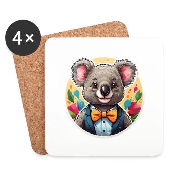 Drôle De Bande Dessinée Koala - Dessous de verre (lot de 4) - blanc - Devant