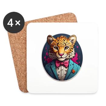 Lustiges Comic Leopard - Untersetzer (4er-Set) - Weiß - Vorne