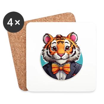 Lustiges Comic Tiger - Untersetzer (4er-Set) - Weiß - Vorne
