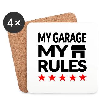 Garage - Dessous de verre (lot de 4) - blanc - Devant