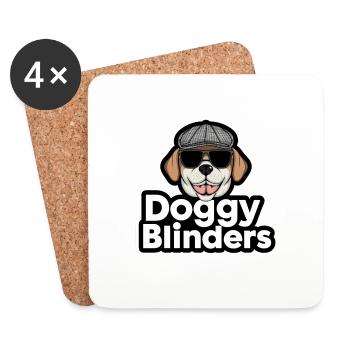 Chien élégant portant des lunettes de soleil et un chapeau avec un chien - Dessous de verre (lot de 4) - blanc - Devant