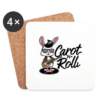 Cartoon Rabbit Playing Guitar Wearings Sunglasses - Coasters (set of 4) - white - Front