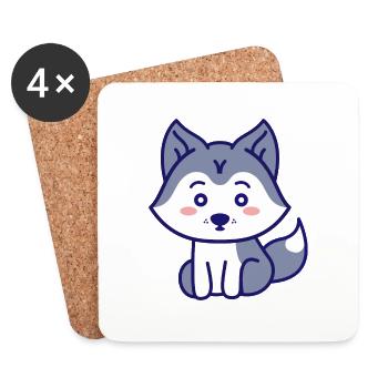 Wolf - Untersetzer (4er-Set) - Weiß - Vorne